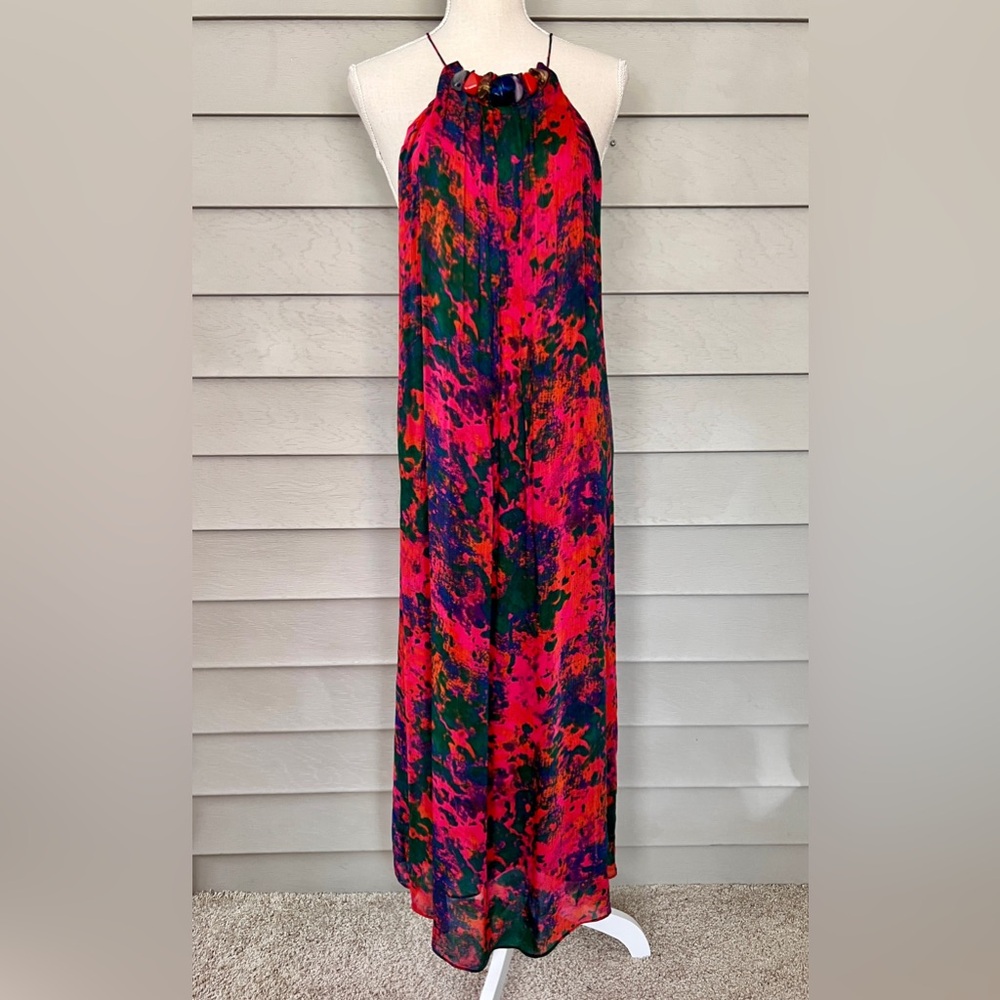 Zara splash Multicolor Halter Maxi Dress with jewels design